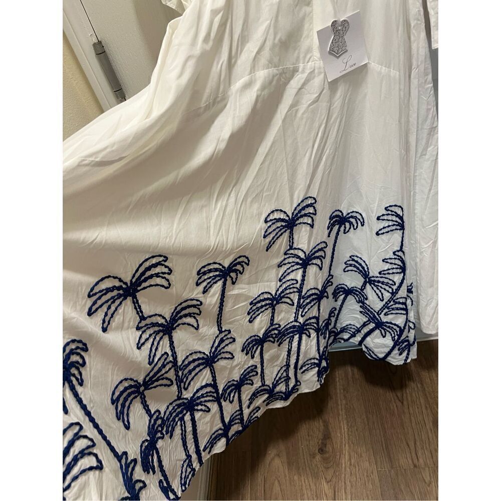 LACE THE LABEL PALM White Kaftan Dress OPEN BACK Embroidery Size S NWT $690 - Picture 6 of 7